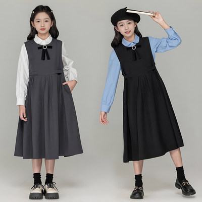春秋女童连衣裙韩系学院风套装裙