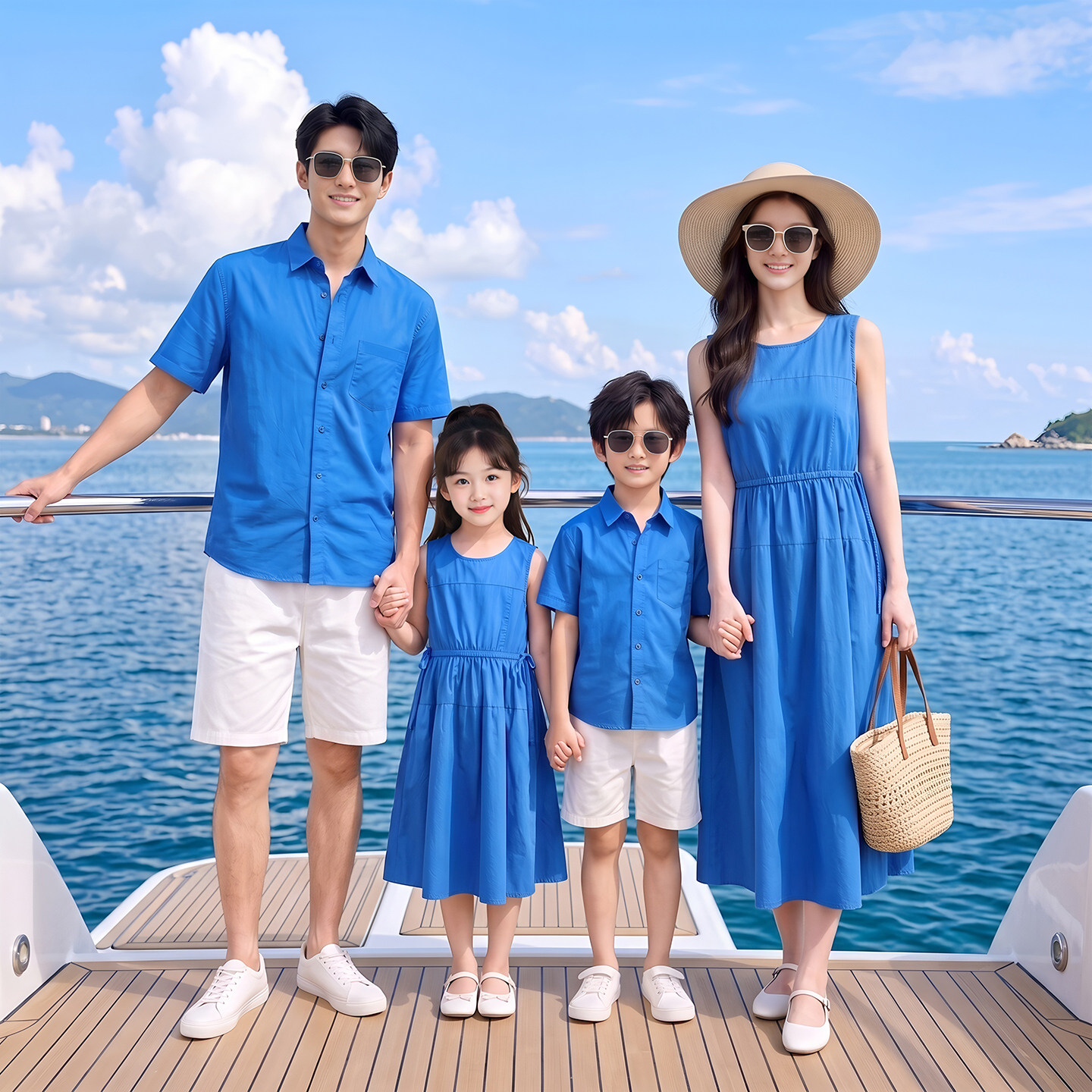 夏季高级感海边出游亲子装连衣裙图片