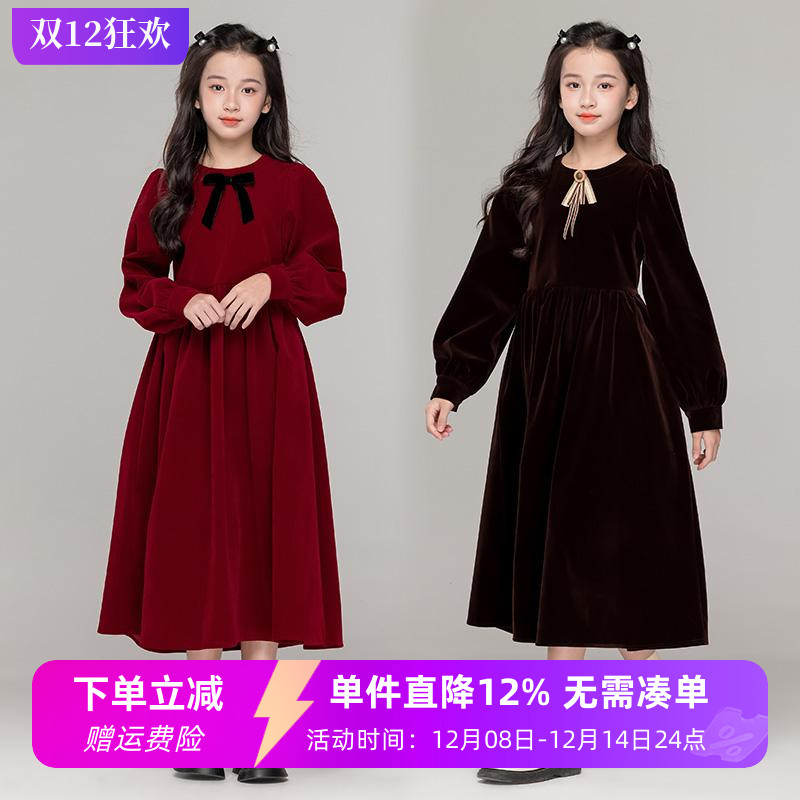 女童韩版红色新年洋气公主连衣裙