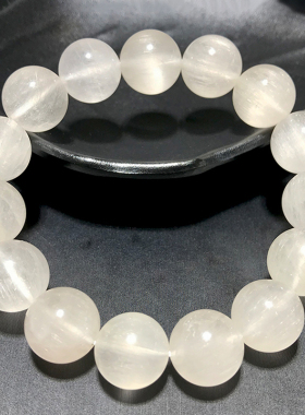 天然银发晶满发顺发猫眼石钛晶手链男士女款白水晶手串