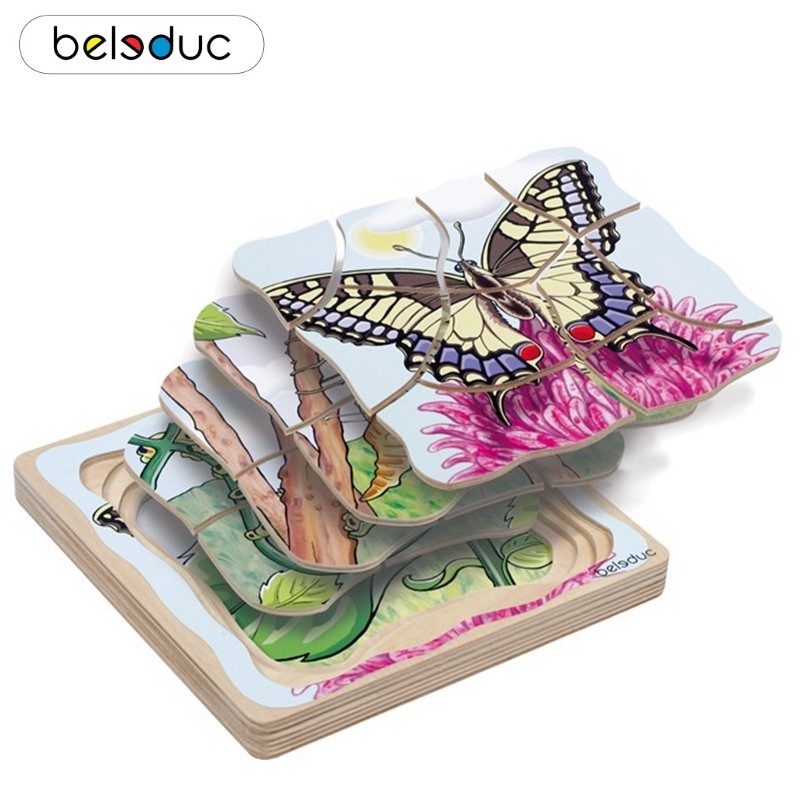 德国beleduc贝乐多木质玩具益智游戏 多层拼图-蝴蝶17054