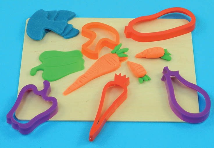 七色花幼教幼儿园手工美劳材料儿童玩具蔬菜切刀6个橡皮泥模具