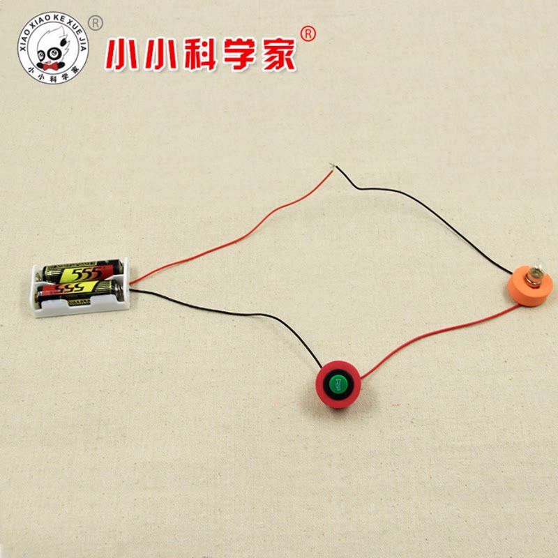 灯泡亮了 物理实验 电路实验  diy科技小制作小发明 科普实验器材