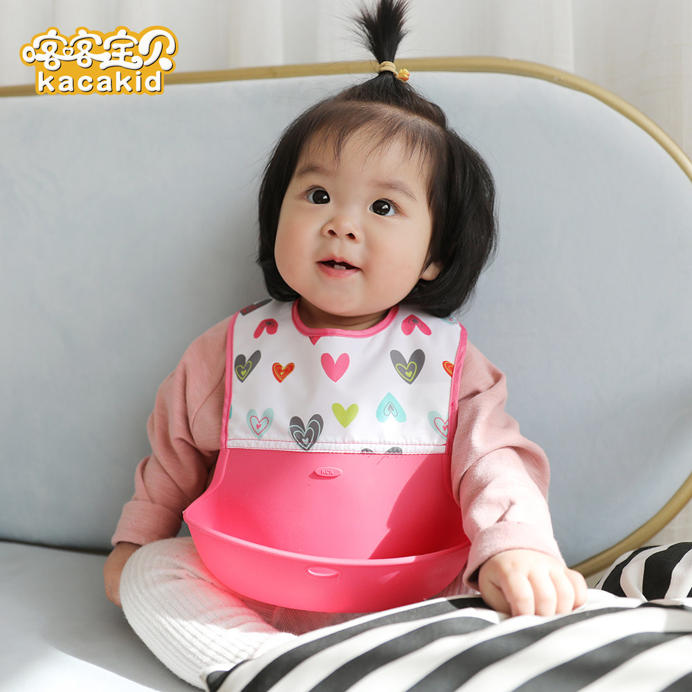 Kacakid立体儿童吃饭兜 婴儿硅胶拼接防水围嘴宝宝围兜小孩食饭兜,婴童用品,口水巾,淘宝优惠券,粉丝福利购,淘宝优惠卷