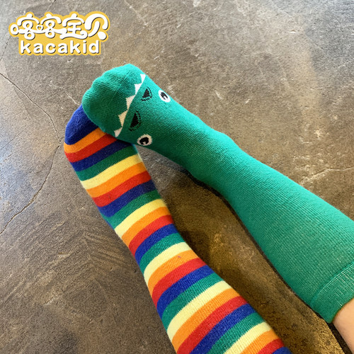 小恐龙不对称Kacakid中筒袜春秋