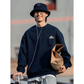 10色加绒卫衣男秋冬潮圆领日系CityBoy休闲宽松套头打底长袖 上衣