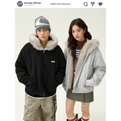 NARTALIY星芒代码 美式 麂皮绒座山雕夹克棉服冬复古棉衣外套派克服