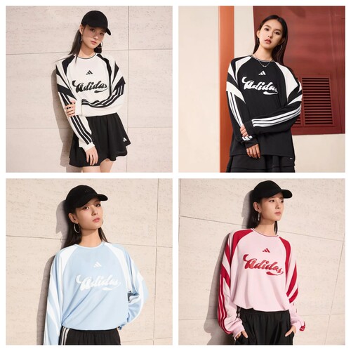 阿迪达斯女子足球撞色速干卫衣