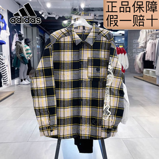 阿迪达斯男长袖 秋冬磨毛宽松翻领休闲上衣外套 IA6824 IA6842 衬衫