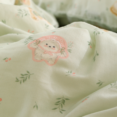 清新可爱纯棉母婴双层纱四件套