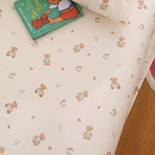 泰迪熊儿童床笠夏季 床单单件纯棉100全棉被单学生宿舍枕套三件套