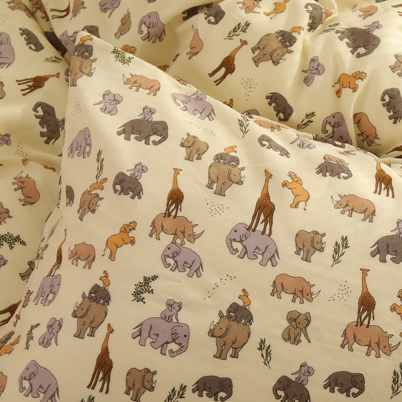 大象奇遇记双层纱儿童枕套一对装家用枕头套全棉纯棉单个宝宝婴儿