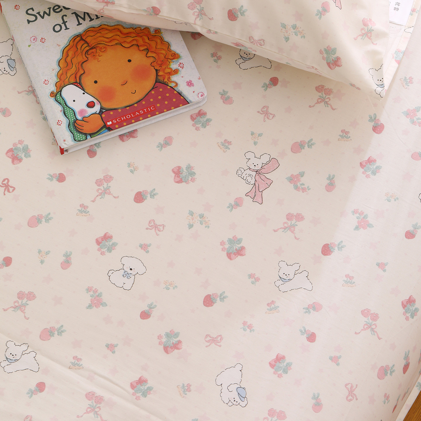 小狗草莓卡通儿童夏季夏天纯棉床单单件100全棉被单学生宿舍单人