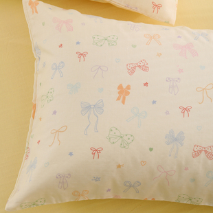 奶油慕斯双层纱布可爱枕头套单个纯棉全棉枕套一对装60x40cm学生