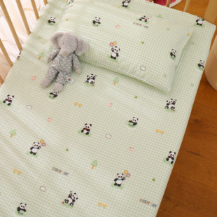 绿色熊猫定制婴儿床笠宝宝儿童双层纱纯棉100棉全棉床单四季通用