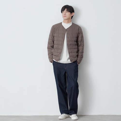 无印良品 MUJI 男式轻量羽绒便携式无领夹克 士羽绒服秋冬季外套