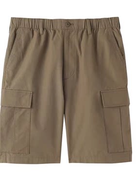 无印良品MUJI 男式棉纯色格纹织工装短裤 男装 983856