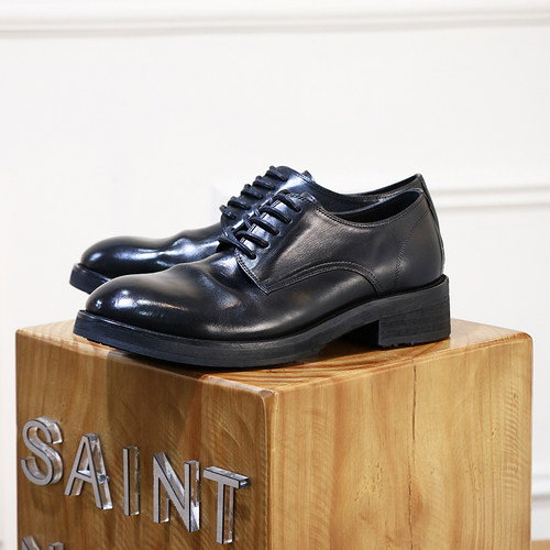 马皮厚底德比鞋复古水洗休闲皮鞋