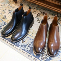 Пиджак классического кроя в английском стиле, короткие сапоги, челси, европейский стиль, из натуральной кожи
