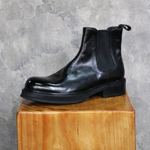 马皮复古水洗切尔西靴烟筒靴厚底