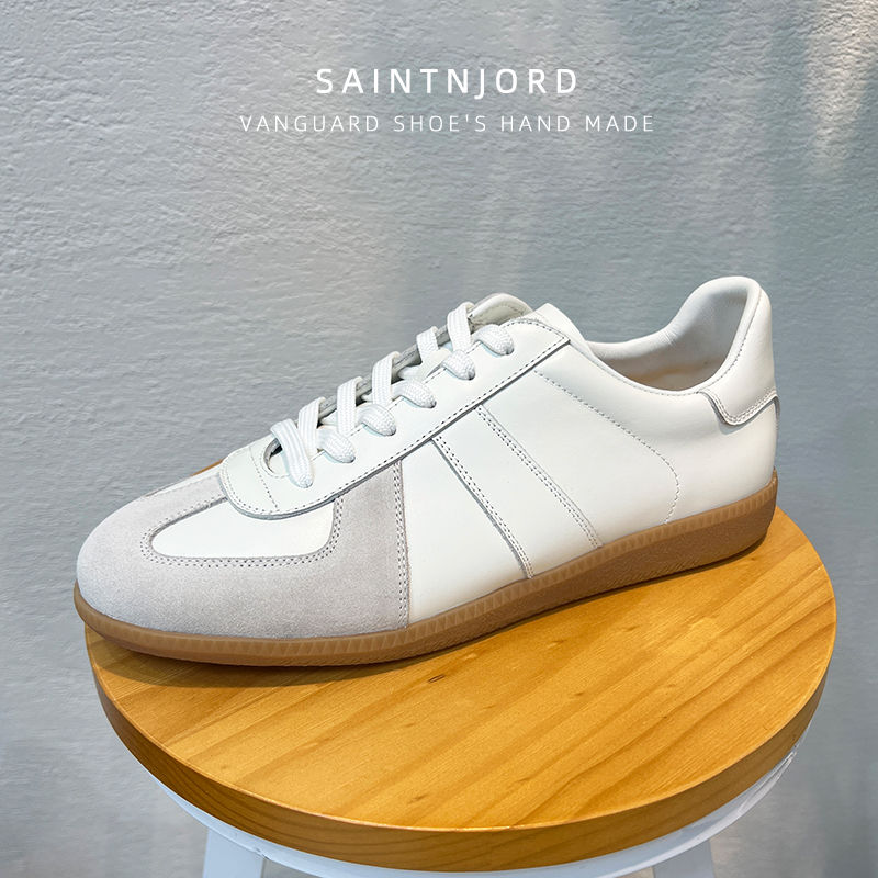 时尚薄底德训鞋休闲皮鞋小白板鞋