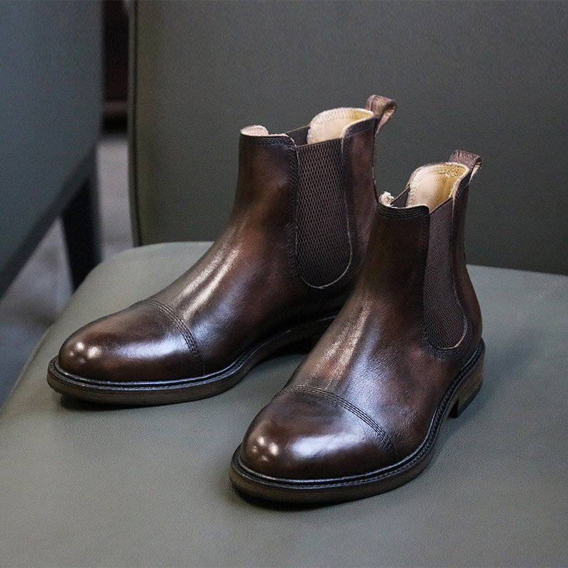 【特价断码】三接头真皮高帮男士皮靴潮流休闲皮鞋短靴切尔西靴,流行男鞋,切尔西靴,淘宝优惠券,粉丝福利购,淘宝优惠卷