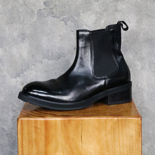 马皮复古水洗切尔西烟筒靴厚底