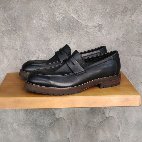 复古水洗乐福鞋休闲皮鞋轻软厚底