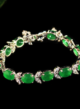 韩国进口优雅祖母绿马来玉手链