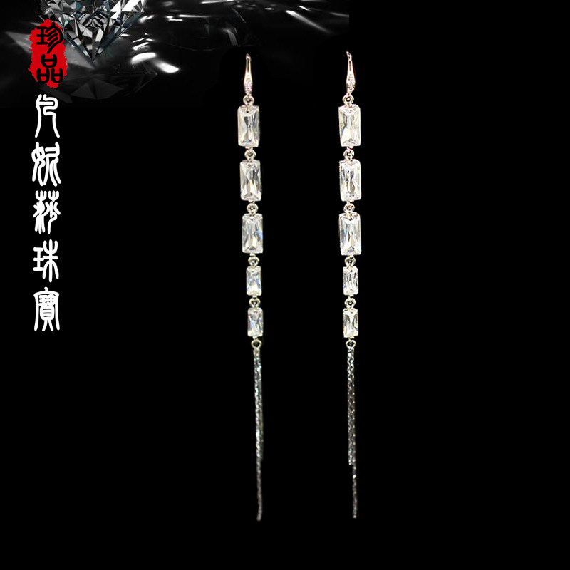 凡妮莎韩国进口夸张优雅微镶奥地利锆石长耳环耳坠晚装耳挂女 C04