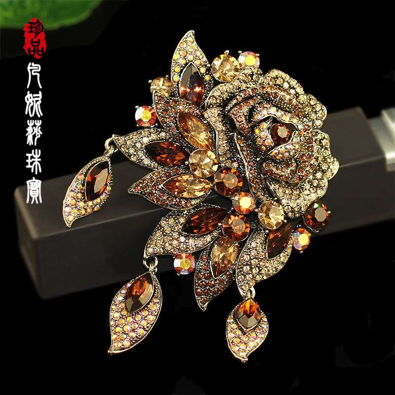 凡妮莎韩国进口贵气优雅古典夸张满钻大衣皮草胸针胸花别针女 I22