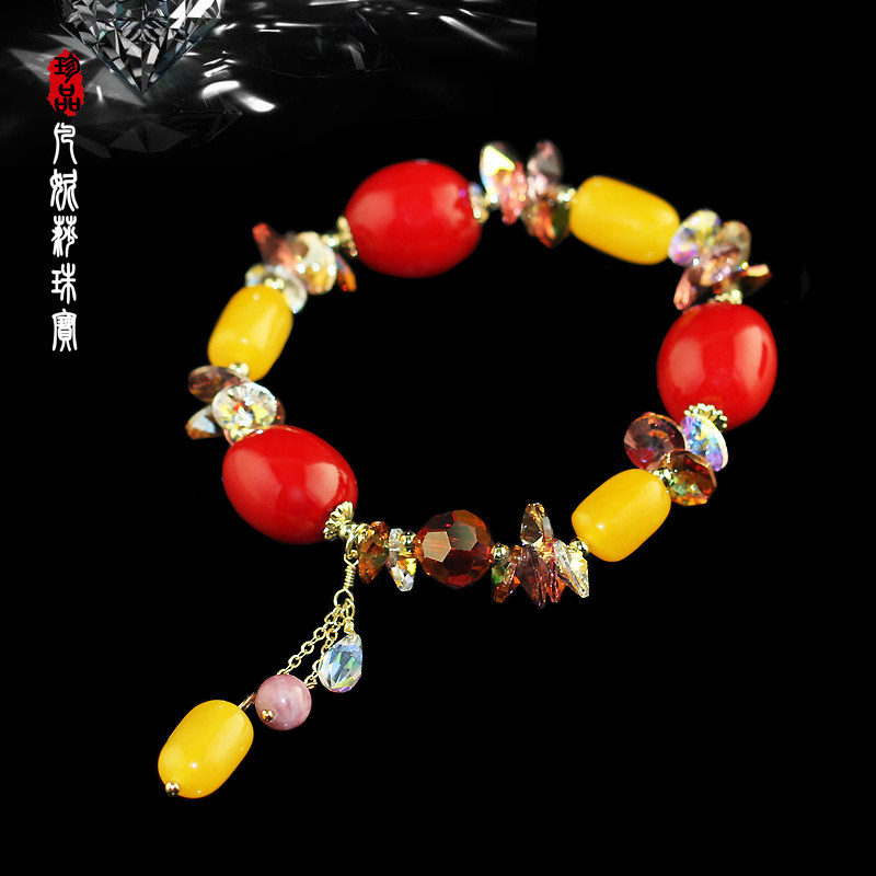 凡妮莎DIY时尚灵动S家水晶红枣珠珍珠草莓晶吊坠手链手镯手串 B02