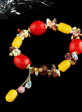 百搭时尚优雅灵动红枣珠水晶手链