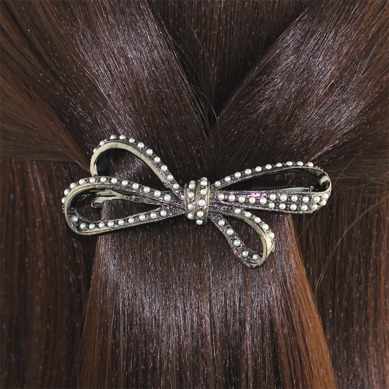 韩国进口beaumira品牌 时尚飘逸丝带蝴蝶结发夹侧边夹刘海夹 be01