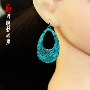 韩国东大门进口复古做旧夸张小众法式 C02 几何图形耳环耳钉耳坠女