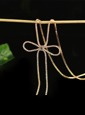 韩国进口百搭时尚满钻蝴蝶毛衣链