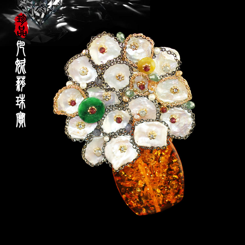 纯手工原创天然珍珠女优雅胸针