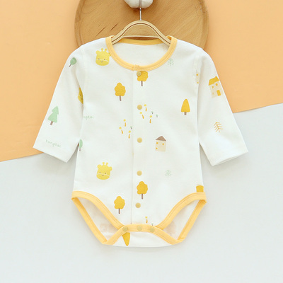 童泰纯棉偏开包屁衣春秋无骨哈衣