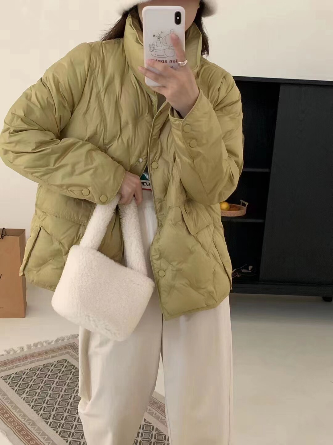 秋冬新款欧洲站立领单排扣轻薄白鸭绒羽绒服欧货时尚百搭外套潮