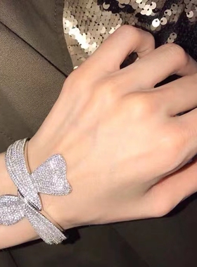 韩版闪钻重工潮流新款个性蝴蝶结手镯百搭套装款气质饰品