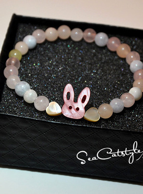 原创天然摩根石海蓝宝日系粉水晶