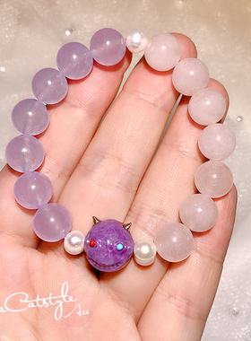 原创设计天然小怪兽紫水晶手链