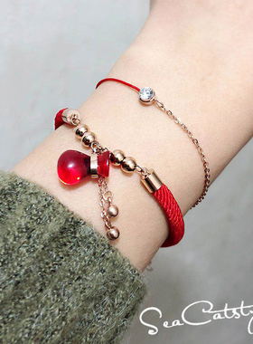 红色葫芦钱袋包钢手链