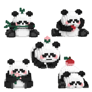 【拍一发五】熊猫花花积木串联颗粒立体拼接摆件男女孩玩具礼物