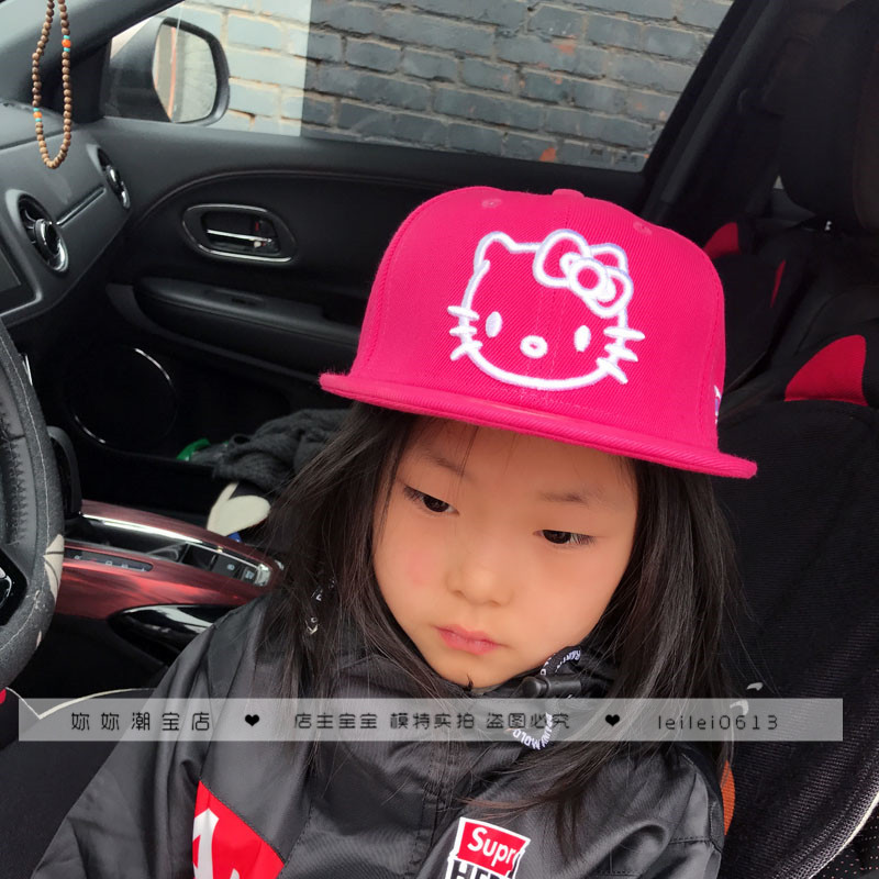 韩国儿童平沿帽男女童卡通遮阳帽太阳帽小孩帽子宝宝棒球帽可调节