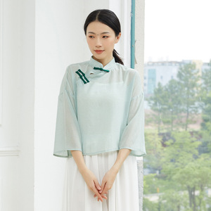古典舞练功服复古盘扣改良旗袍上衣国风女中国舞专业演出舞蹈服装