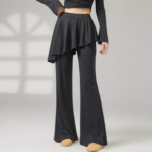 共妍春季 加厚假两件褶皱裙摆现代舞蹈生艺考演出形体训练功服长裤