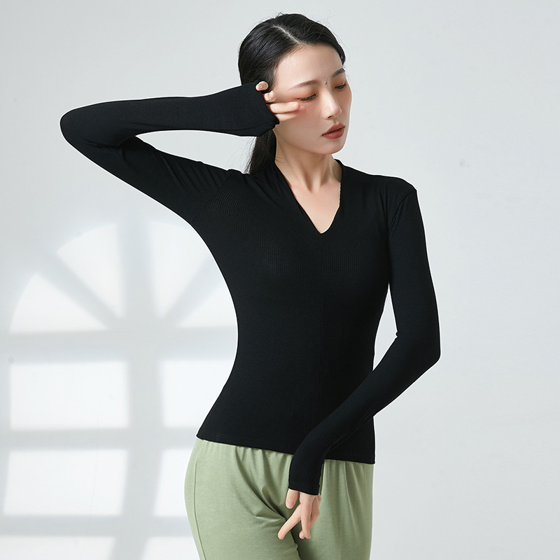 共妍现代舞蹈V领长袖形体练功服