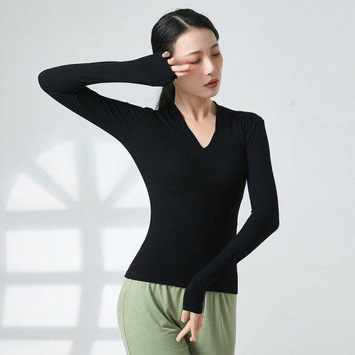 共妍现代舞蹈V领长袖形体练功服