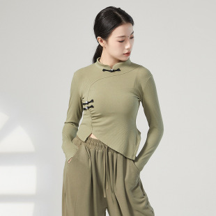 套指上衣 长袖 清仓共妍老师旗袍领古典现代舞蹈形体训练功服装 修身